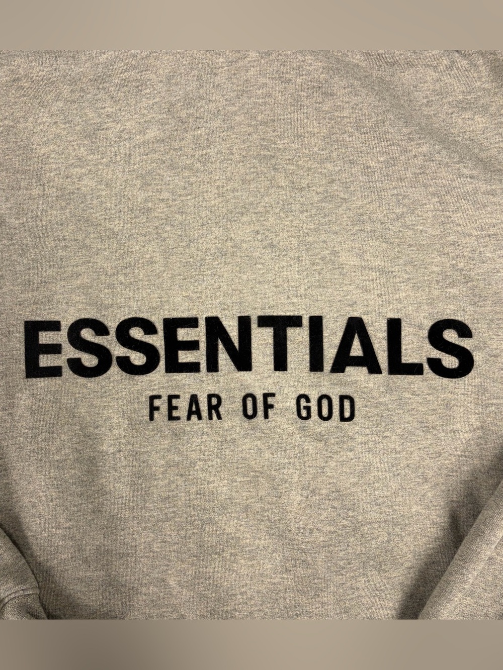 Fear of God Essentials Men’s Gray Pullover Fleece Hoodie Size Medium Logo Pocket